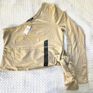 Banana Republic One‑Shoulder Top M Beige | Asymmetrical Sleeveless NWT